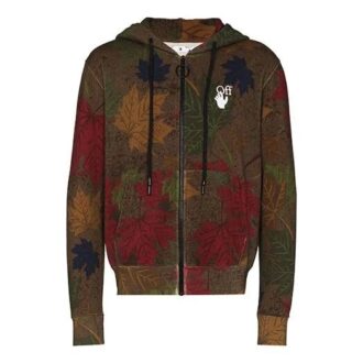 FW20 Leaf Camouflage Applique hettegenser for menn, khaki/grønn