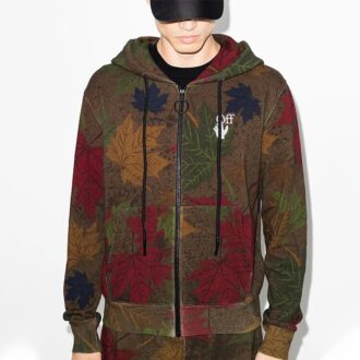 FW20 Leaf Camouflage Applique hettegenser for menn, khaki/grønn