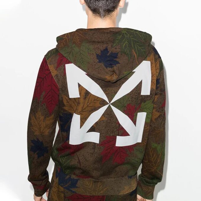 FW20 Leaf Camouflage Applique hettegenser for menn, khaki/grønn