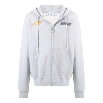 FW20 Logo-trykk Glidelåsjakke med hette for menn Grå