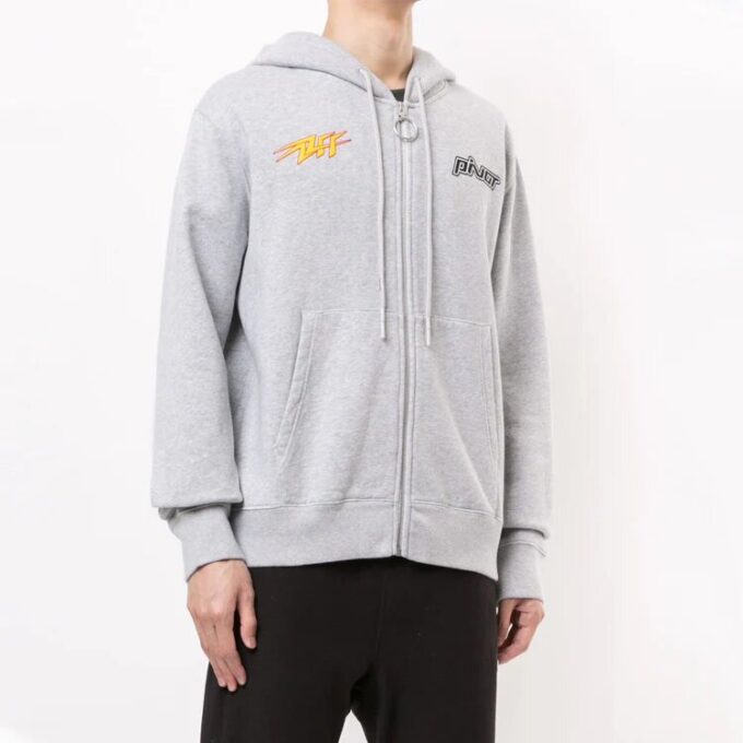 FW20 Logo-trykk Glidelåsjakke med hette for menn Grå
