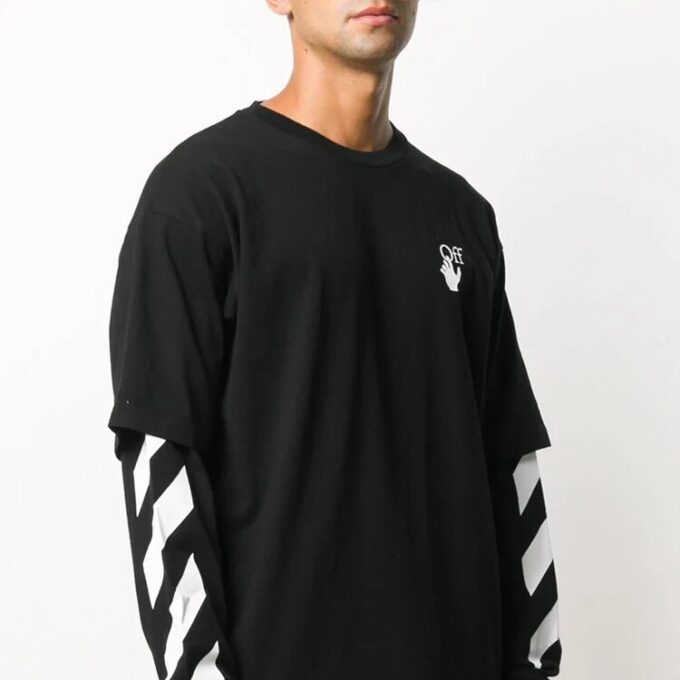 Fw20 Sweater med Diagonal striper og lagdelte ermer