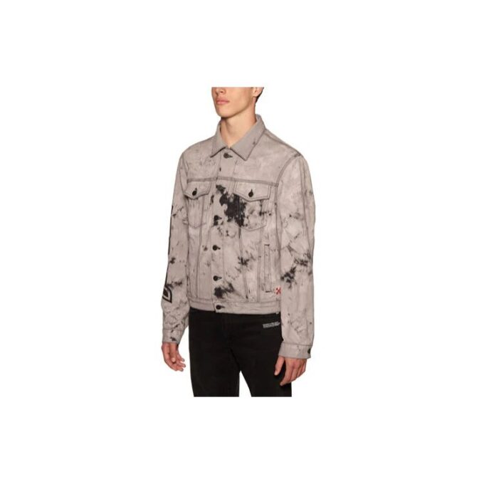 FW20 Tie-dye-trykt Denim-jakke for menn, grå