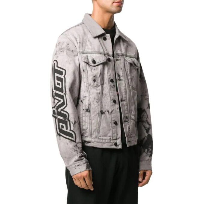 FW20 Tie-dye-trykt Denim-jakke for menn, grå