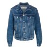 FW20 Trykt denimjakke for menn, marineblå