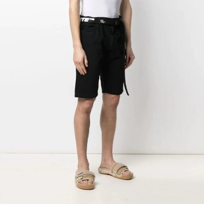 FW21 Alfabetbelte-design, uformelle Shorts, svart
