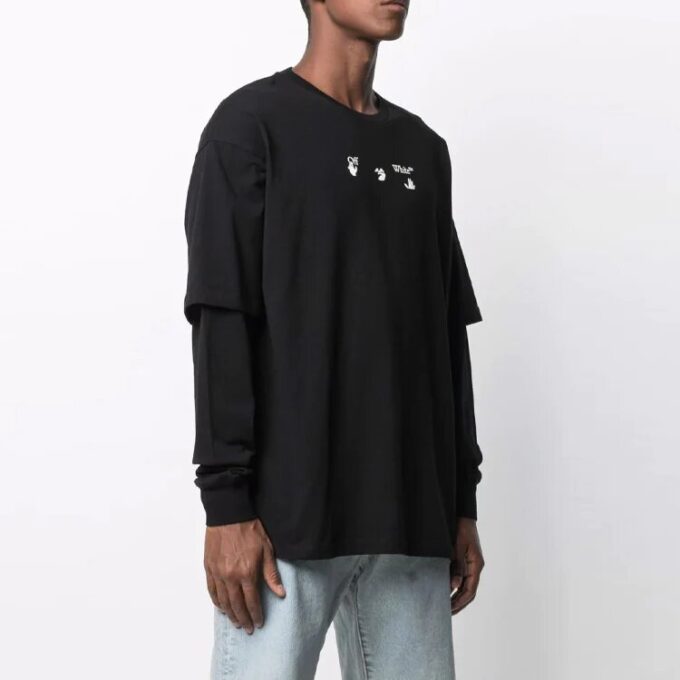 FW21 Alfabetmønster, rund hals, lange ermer, svart