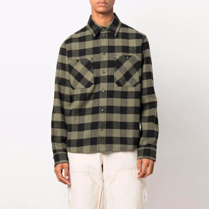 FW21 Arrow flanellskjorte med rutemønster, lange ermer, løs passform, gul