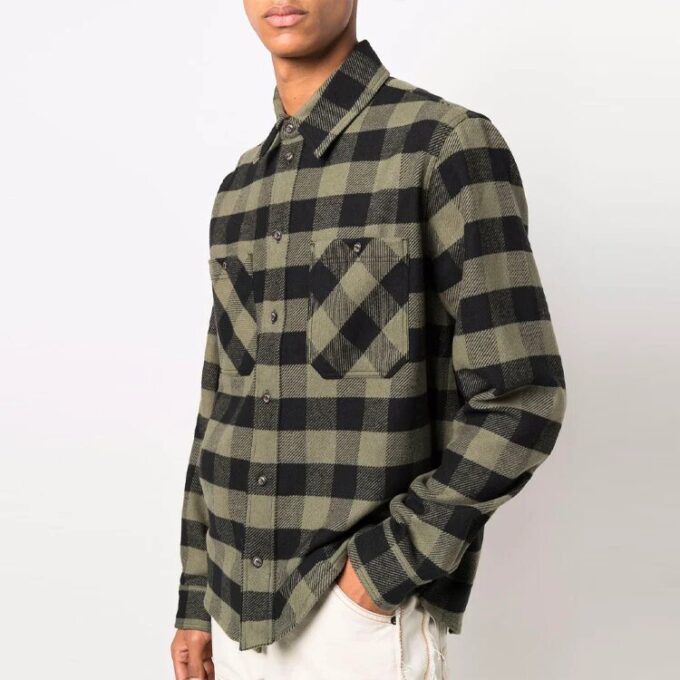 FW21 Arrow flanellskjorte med rutemønster, lange ermer, løs passform, gul
