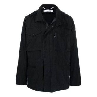 FW21 Arrows Logo Cargo Pocket ensfarget langermet jakke vanlig versjon svart