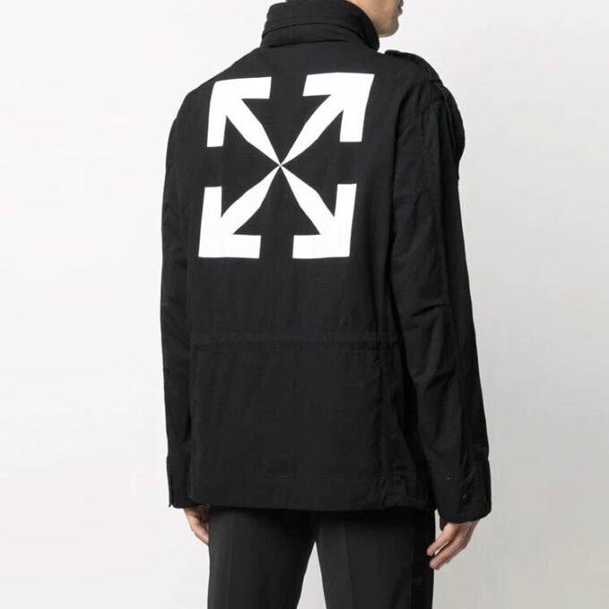 FW21 Arrows Logo Cargo Pocket ensfarget langermet jakke vanlig versjon svart