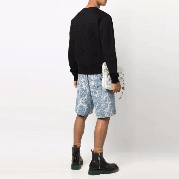 FW21 Arrows-mønster Rundhalset Pullover-versjon Svart