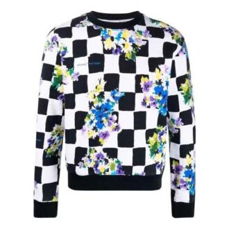 FW21 Blomstertrykk Rutete Rundhalset Pullover-versjon Svart