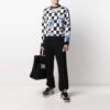 FW21 Blomstertrykk Rutete Rundhalset Pullover-versjon Svart