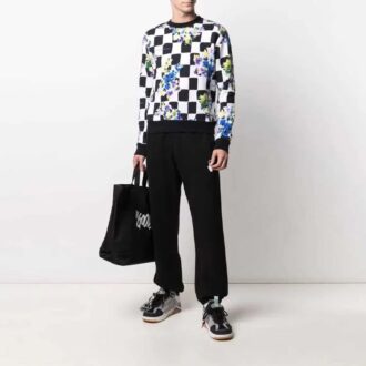 FW21 Blomstertrykk Rutete Rundhalset Pullover-versjon Svart