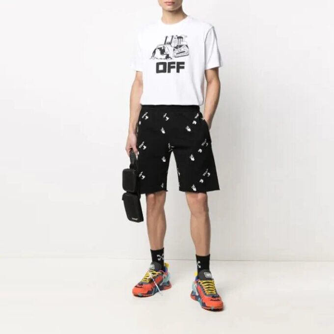 FW21 bomullsShorts med fullt alfabet-trykk, casual versjon, svart
