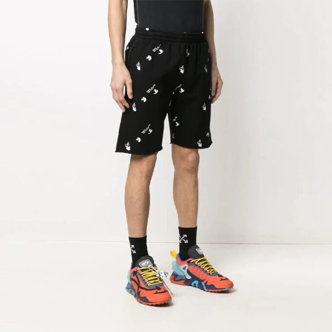 FW21 bomullsShorts med fullt alfabet-trykk, casual versjon, svart