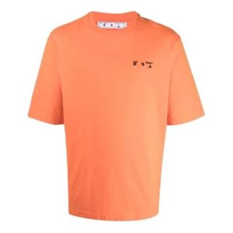 FW21 Brystlogo-trykk Rund hals Shorts Kort erme Vanlig versjon Oransje