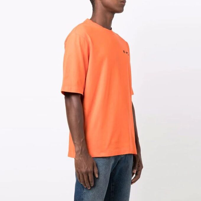 FW21 Brystlogo-trykk Rund hals Shorts Kort erme Vanlig versjon Oransje