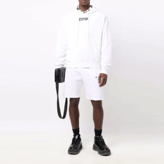 FW21 Bukser med logo-trykk og elastisk linning, sportsshorts-versjon, hvit