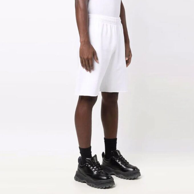 FW21 Bukser med logo-trykk og elastisk linning, sportsshorts-versjon, hvit