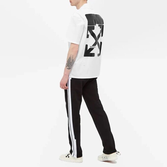 FW21 Casual skjorte med stort pilmønster, løs passform, hvit