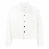 FW21 ensfarget Denim-jakke med knapper, rett snitt, hvit