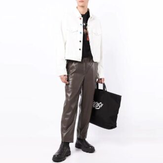 FW21 ensfarget Denim-jakke med knapper, rett snitt, hvit