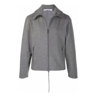 FW21 ensfarget jakke med glidelås og revers, grå