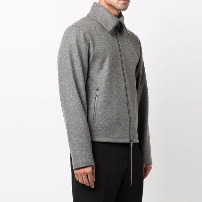 FW21 ensfarget jakke med glidelås og revers, grå