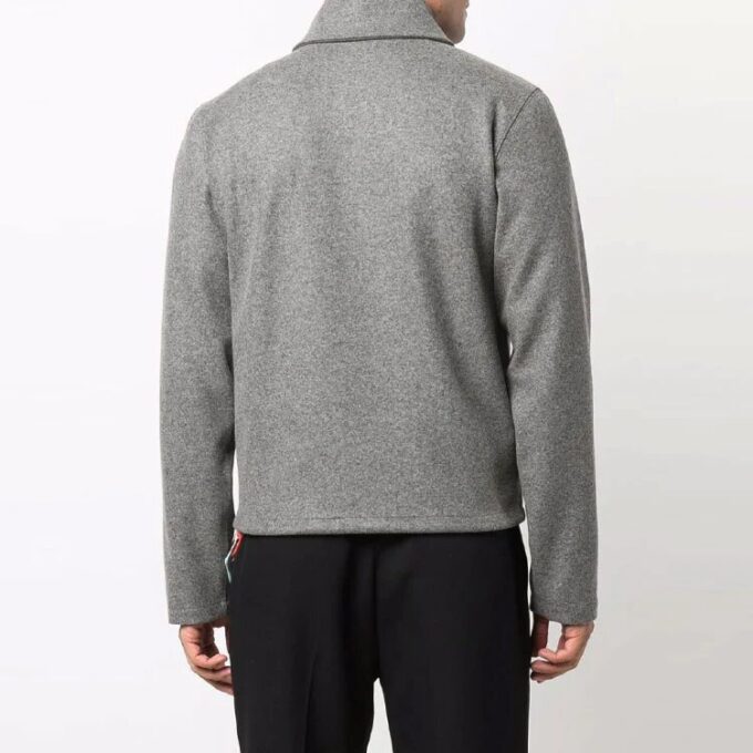 FW21 ensfarget jakke med glidelås og revers, grå