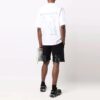 FW21 geometrisk mønster, rund hals, korte ermer, slim fit-versjon, hvit