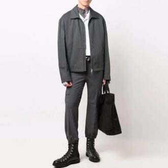 FW21 Jakke med glidelås og ensfarget revers, grå