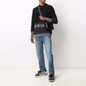 FW21 Langermet genser med logomønster, svart