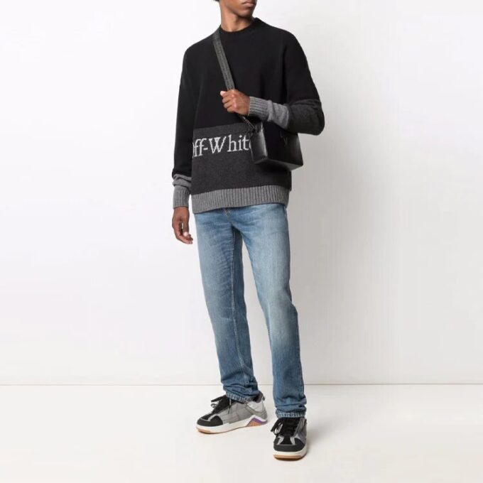 FW21 Langermet genser med logomønster, svart