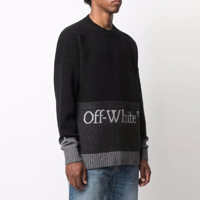 FW21 Langermet genser med logomønster, svart