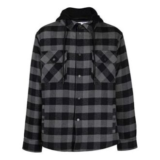 FW21 Langermet skjorte med hette i rutemønster, løs passform, svart