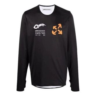 FW21 Langermet T-skjorte med aktiv logo-trykk, løs passform, svart