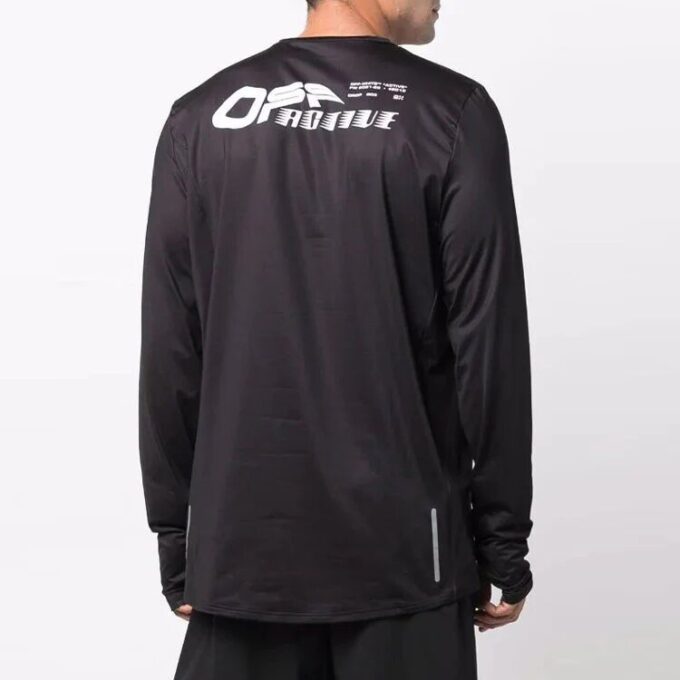 FW21 Langermet T-skjorte med aktiv logo-trykk, løs passform, svart
