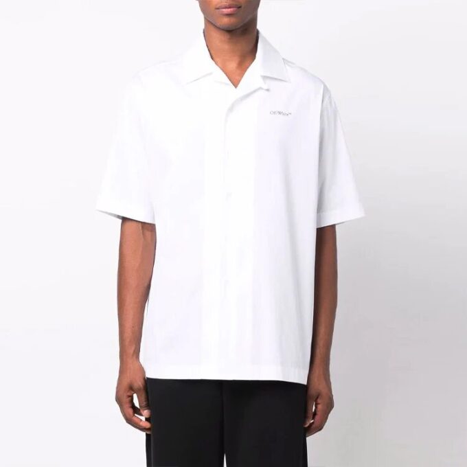 FW21 Lgo kortærmet skjorte, løs passform, hvit