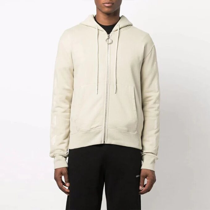 FW21 Logo Arrow Zipper Vanlig versjon Beige