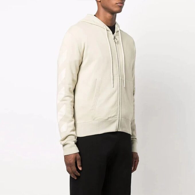 FW21 Logo Arrow Zipper Vanlig versjon Beige