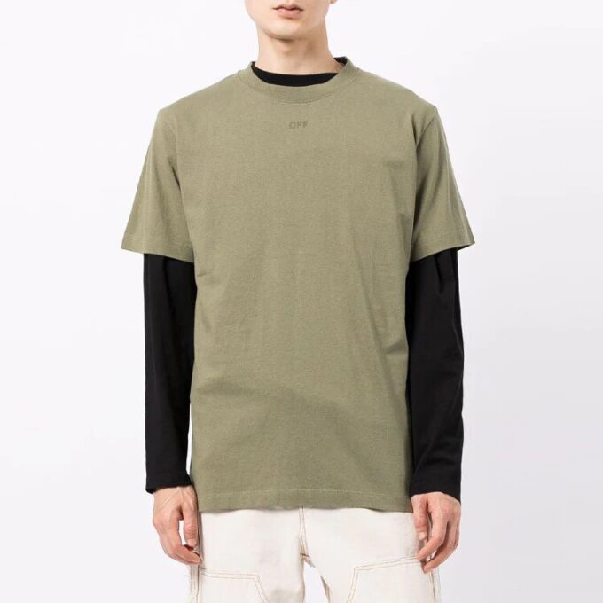 FW21 Logo Arrows pattern round neck Shorts with short sleeves, regular version, green