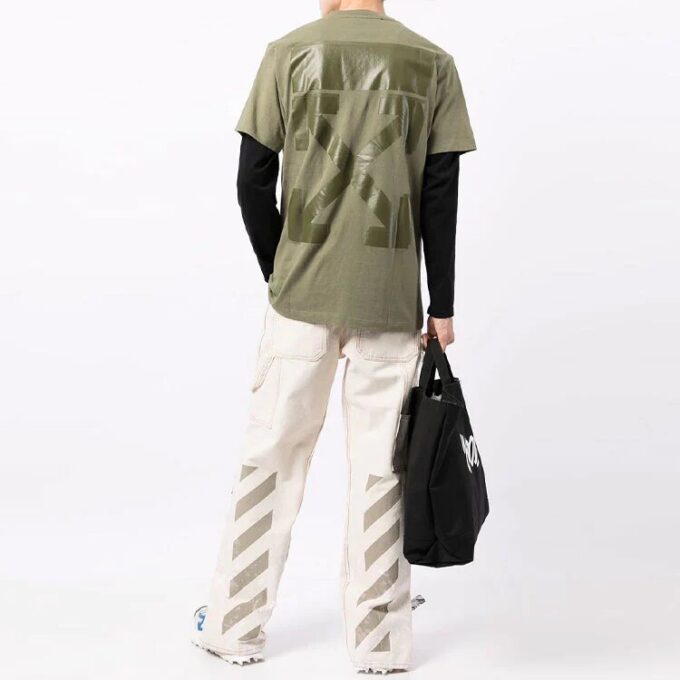 FW21 Logo Arrows pattern round neck Shorts with short sleeves, regular version, green
