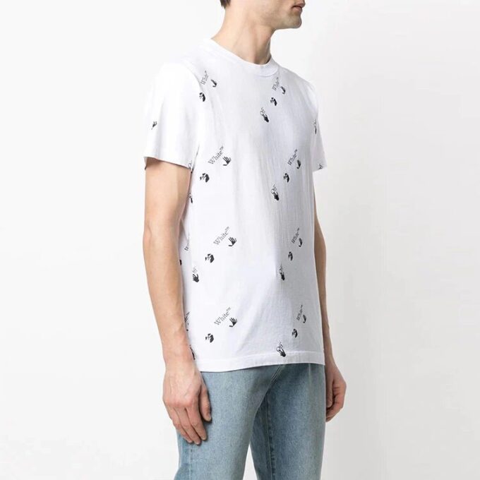 FW21 Logo Full Print Rundhalset Kortærmet Vanlig versjon Hvit