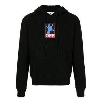FW21 Logo-genser med hette og lange ermer, svart