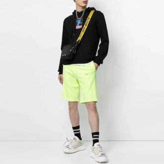 FW21 Logo-genser med hette og lange ermer, svart