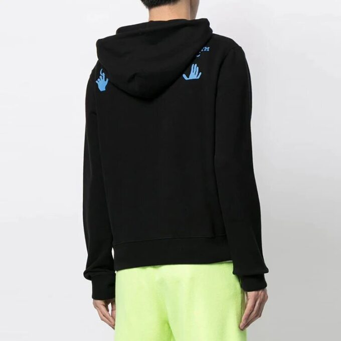 FW21 Logo-genser med hette og lange ermer, svart