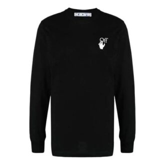 FW21 Logo med pilemønster, rund hals og lange ermer, svart