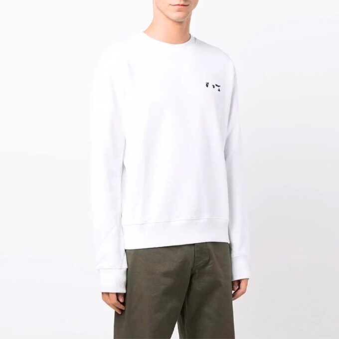 FW21 Logo-mønster Rund hals Lange ermer Vanlig versjon Hvit